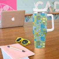 Tuvalu Manuia te Kilisimasi Tumbler With Handle Pacific Patchwork Xmas Vibes - Polynesian Pride