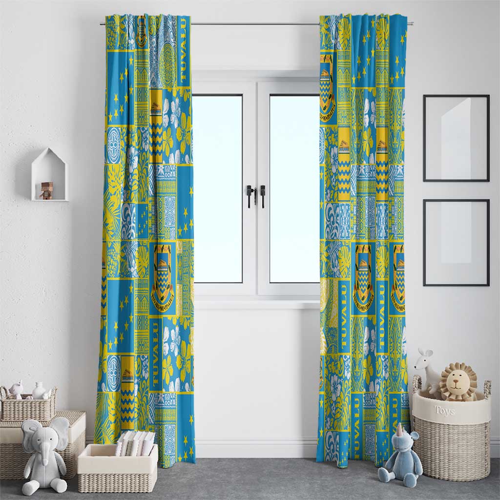 Tuvalu Manuia te Kilisimasi Window Curtain Pacific Patchwork Xmas Vibes - Polynesian Pride