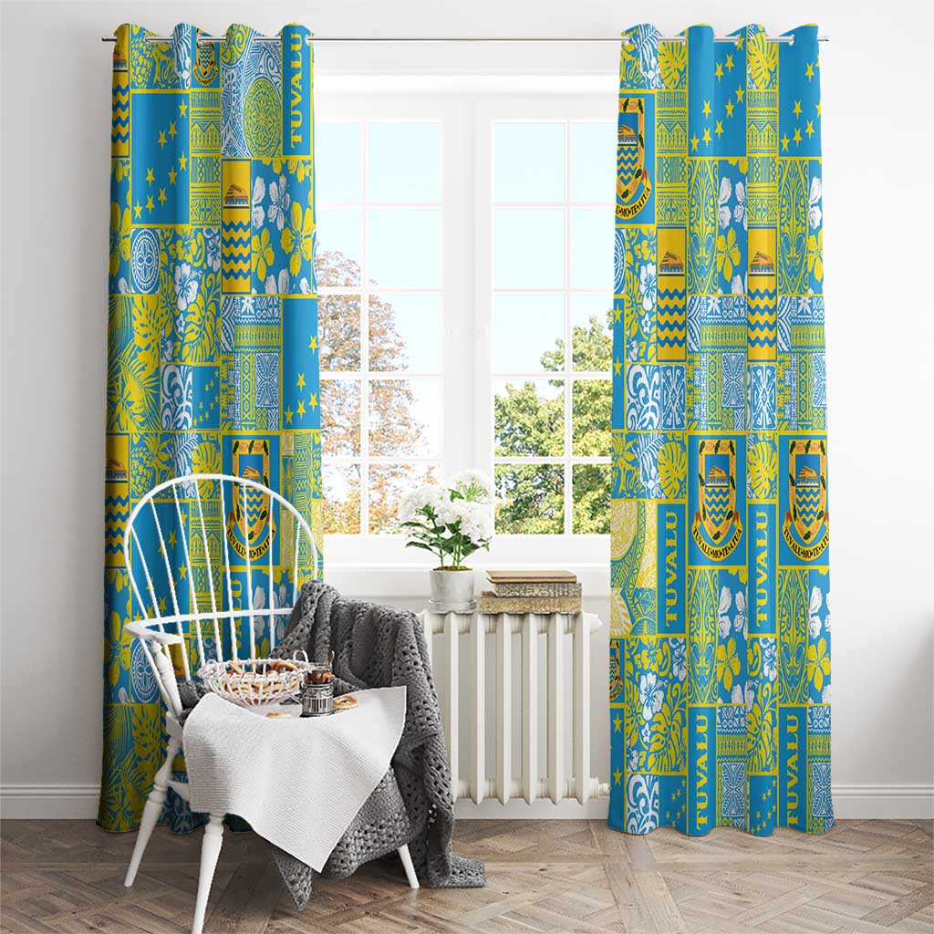 Tuvalu Manuia te Kilisimasi Window Curtain Pacific Patchwork Xmas Vibes - Polynesian Pride