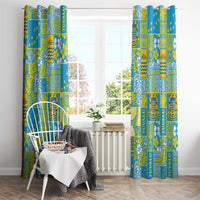 Tuvalu Manuia te Kilisimasi Window Curtain Pacific Patchwork Xmas Vibes - Polynesian Pride