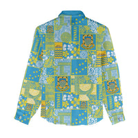 Tuvalu Manuia te Kilisimasi Women Casual Shirt Pacific Patchwork Xmas Vibes - Polynesian Pride