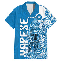 Yap Day 1 March Family Matching Off Shoulder Short Dress and Hawaiian Shirt Micronesia Yapese Warrior LT9 Dad's Shirt - Short Sleeve Blue - Polynesian Pride