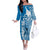 Yap Day 1 March Off The Shoulder Long Sleeve Dress Micronesia Yapese Warrior LT9 Women Blue - Polynesian Pride
