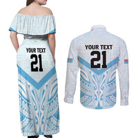 Fiji Football Custom Couples Matching Off Shoulder Maxi Dress and Long Sleeve Button Shirt Bula Boys Go Champions LT9 - Polynesian Pride