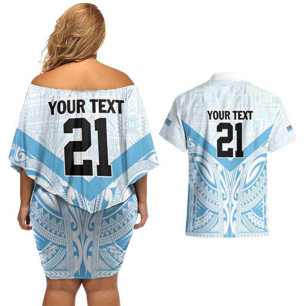 Fiji Football Custom Couples Matching Off Shoulder Short Dress and Hawaiian Shirt Bula Boys Go Champions LT9 - Polynesian Pride