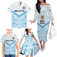 Fiji Football Custom Family Matching Off The Shoulder Long Sleeve Dress and Hawaiian Shirt Bula Boys Go Champions LT9 - Polynesian Pride