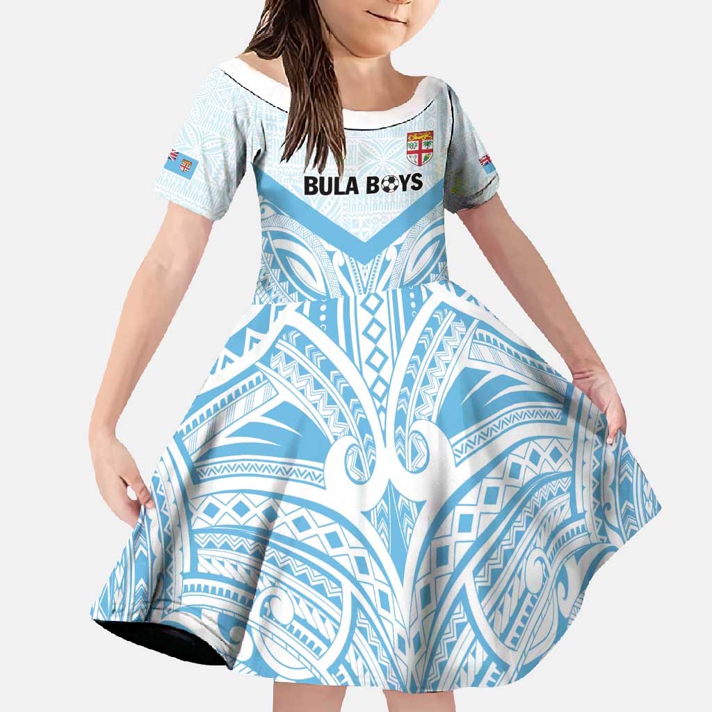 Fiji Football Custom Family Matching Off Shoulder Maxi Dress and Hawaiian Shirt Bula Boys Go Champions LT9 Daughter's Dress Blue - Polynesian Pride