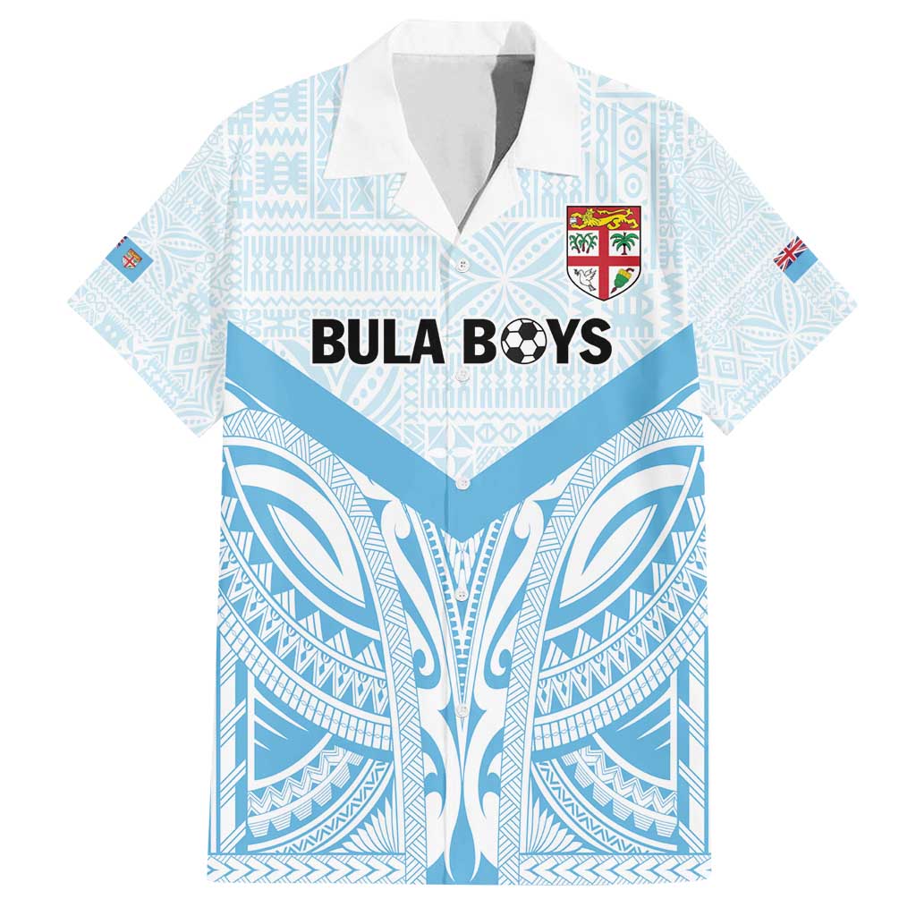 Fiji Football Custom Family Matching Off Shoulder Maxi Dress and Hawaiian Shirt Bula Boys Go Champions LT9 Dad's Shirt - Short Sleeve Blue - Polynesian Pride
