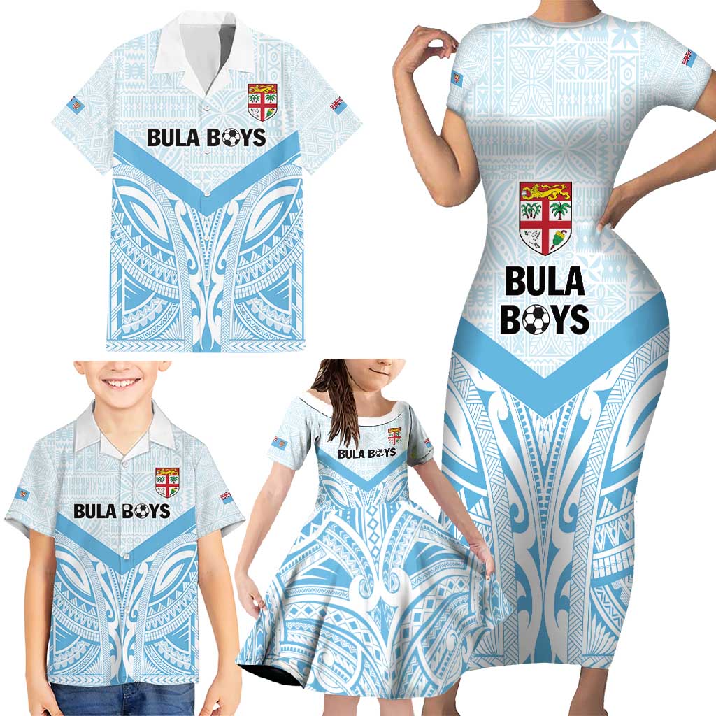 Fiji Football Custom Family Matching Short Sleeve Bodycon Dress and Hawaiian Shirt Bula Boys Go Champions LT9 - Polynesian Pride