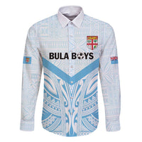 Fiji Football Custom Family Matching Tank Maxi Dress and Hawaiian Shirt Bula Boys Go Champions LT9 Dad's Shirt - Long Sleeve Blue - Polynesian Pride