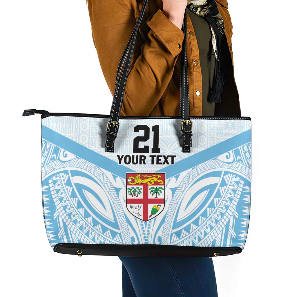 Fiji Football Custom Leather Tote Bag Bula Boys Go Champions