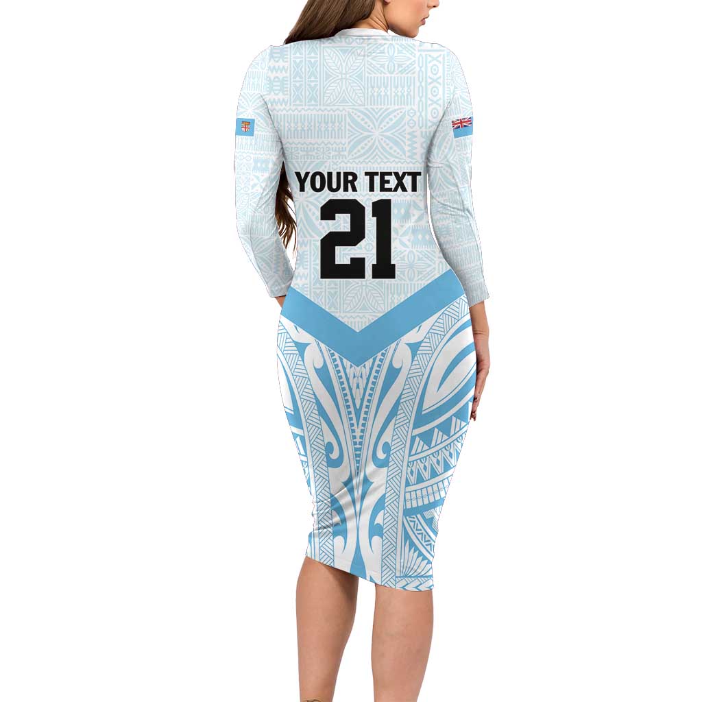 Fiji Football Custom Long Sleeve Bodycon Dress Bula Boys Go Champions
