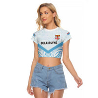 Fiji Football Custom Raglan Cropped T Shirt Bula Boys Go Champions