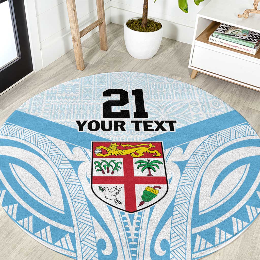 Fiji Football Custom Round Carpet Bula Boys Go Champions LT9 Blue - Polynesian Pride