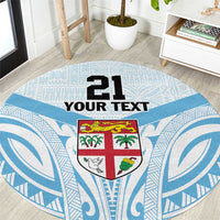 Fiji Football Custom Round Carpet Bula Boys Go Champions LT9 Blue - Polynesian Pride