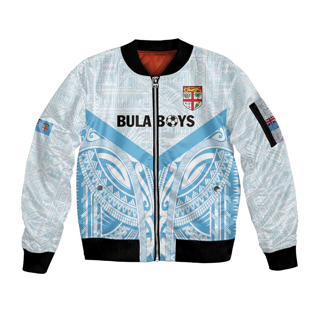 Fiji Football Custom Sleeve Zip Bomber Jacket Bula Boys Go Champions LT9 Unisex Blue - Polynesian Pride