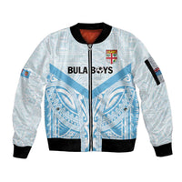 Fiji Football Custom Sleeve Zip Bomber Jacket Bula Boys Go Champions LT9 Unisex Blue - Polynesian Pride