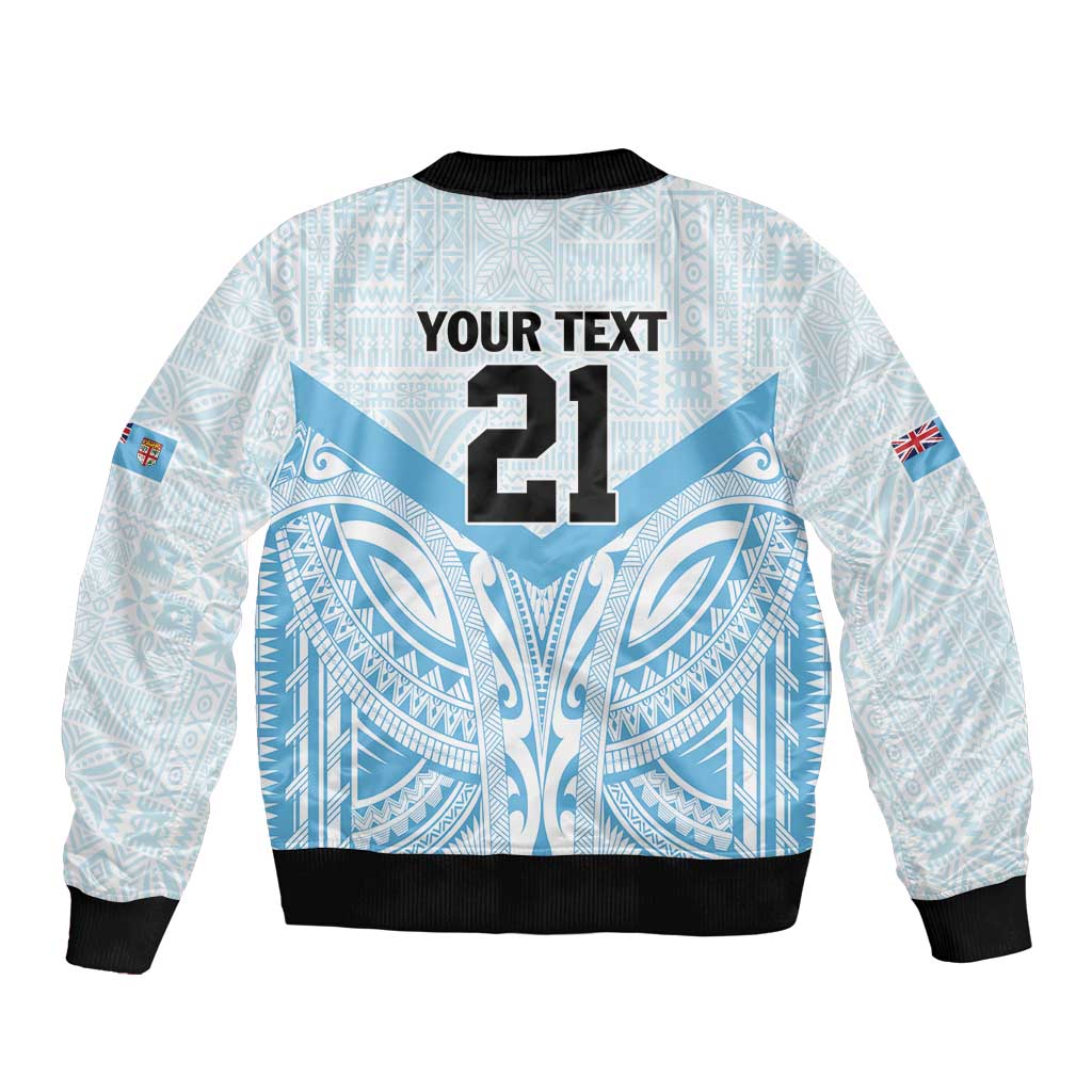 Fiji Football Custom Sleeve Zip Bomber Jacket Bula Boys Go Champions LT9 - Polynesian Pride