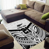 New Zealand Football Custom Area Rug All White Fern Go Champions