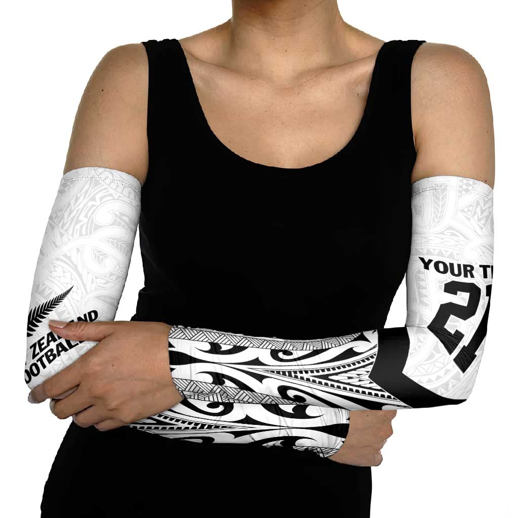 New Zealand Football Custom Arm Sleeves All White Fern Go Champions LT9 - Polynesian Pride