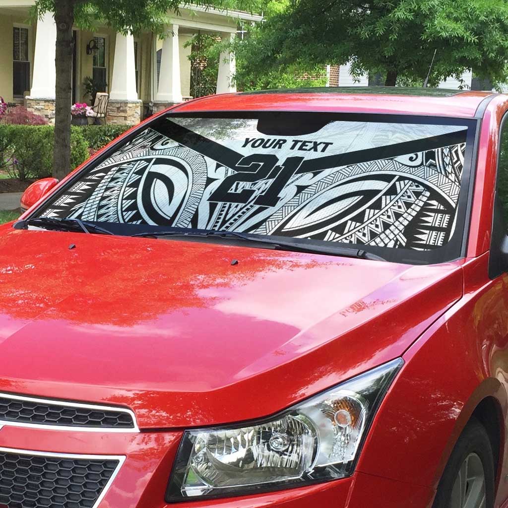 New Zealand Football Custom Auto Sun Shade All White Fern Go Champions LT9 - Polynesian Pride