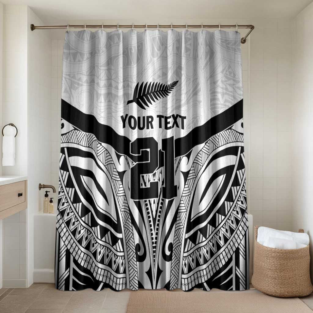 New Zealand Football Custom Bathroom Set All White Fern Go Champions LT9 Shower Curtain Only White - Polynesian Pride