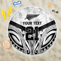 New Zealand Football Custom Beach Blanket All White Fern Go Champions LT9 One Size 150cm White - Polynesian Pride
