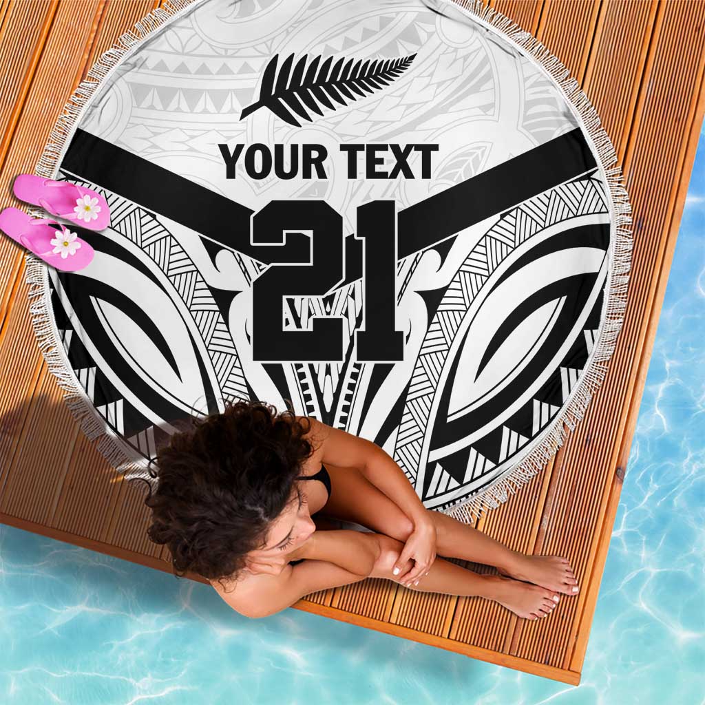 New Zealand Football Custom Beach Blanket All White Fern Go Champions LT9 - Polynesian Pride
