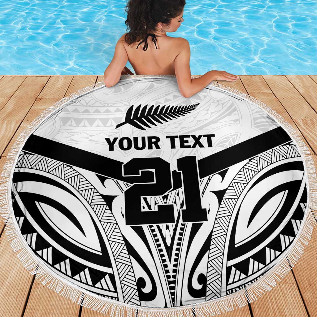 New Zealand Football Custom Beach Blanket All White Fern Go Champions LT9 - Polynesian Pride