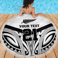 New Zealand Football Custom Beach Blanket All White Fern Go Champions LT9 - Polynesian Pride