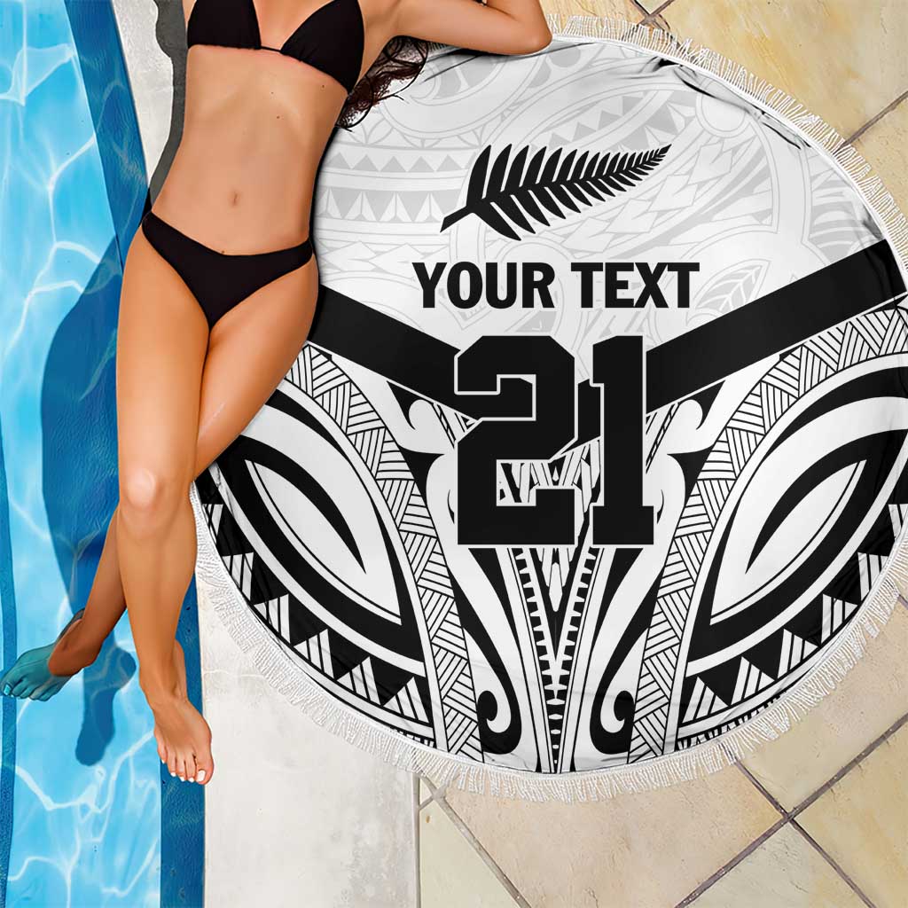 New Zealand Football Custom Beach Blanket All White Fern Go Champions LT9 - Polynesian Pride