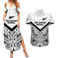 New Zealand Football Custom Couples Matching Summer Maxi Dress and Hawaiian Shirt All White Fern Go Champions LT9 White - Polynesian Pride