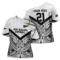 New Zealand Football Custom Cross Shoulder Shirt All White Fern Go Champions LT9 - Polynesian Pride