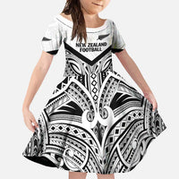 New Zealand Football Custom Family Matching Mermaid Dress and Hawaiian Shirt All White Fern Go Champions LT9 Daughter's Dress White - Polynesian Pride