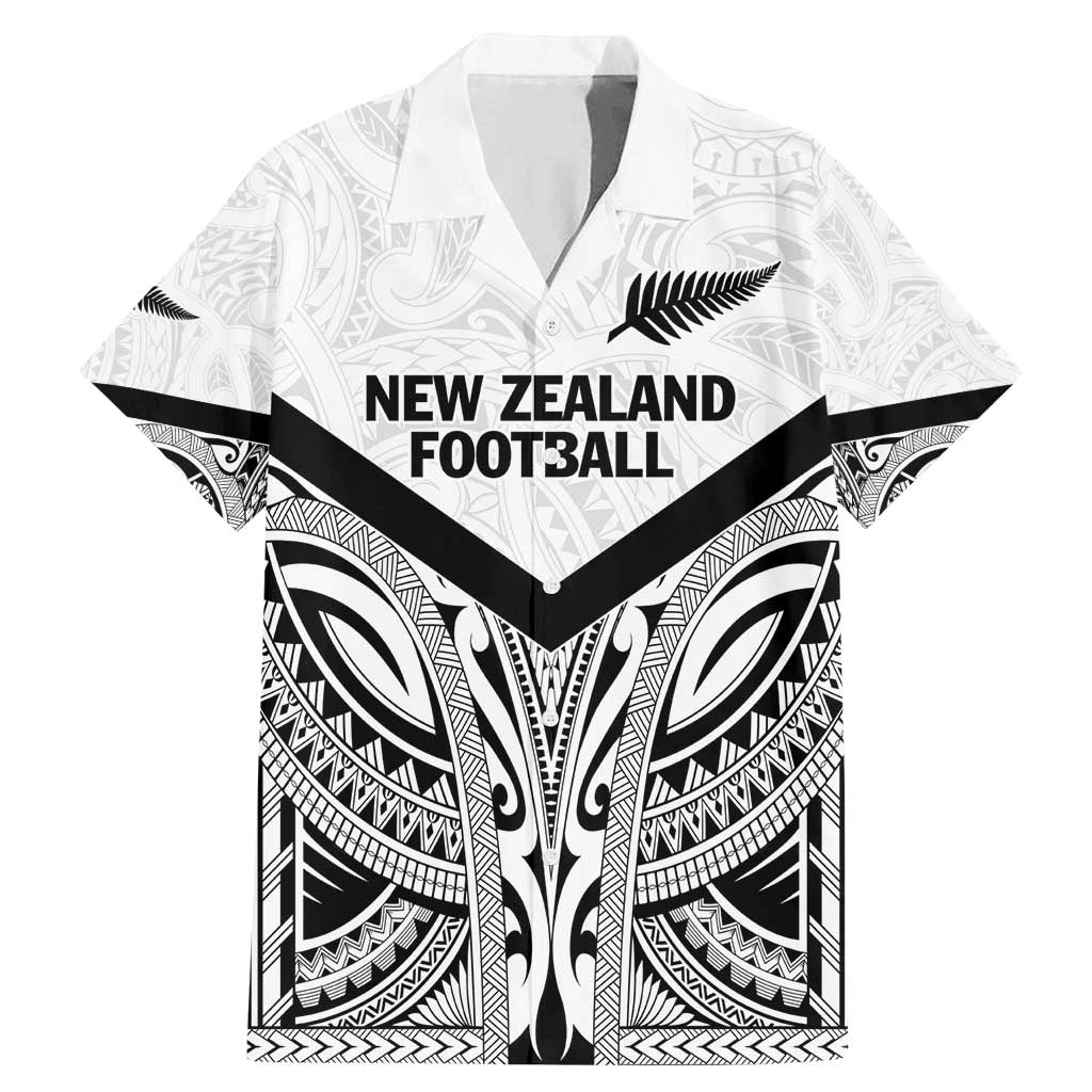 New Zealand Football Custom Family Matching Mermaid Dress and Hawaiian Shirt All White Fern Go Champions LT9 Dad's Shirt - Short Sleeve White - Polynesian Pride