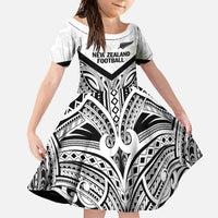 New Zealand Football Custom Family Matching Off Shoulder Maxi Dress and Hawaiian Shirt All White Fern Go Champions LT9 Daughter's Dress White - Polynesian Pride