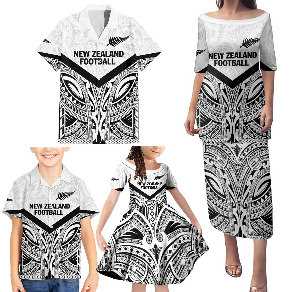 New Zealand Football Custom Family Matching Puletasi and Hawaiian Shirt All White Fern Go Champions LT9 - Polynesian Pride