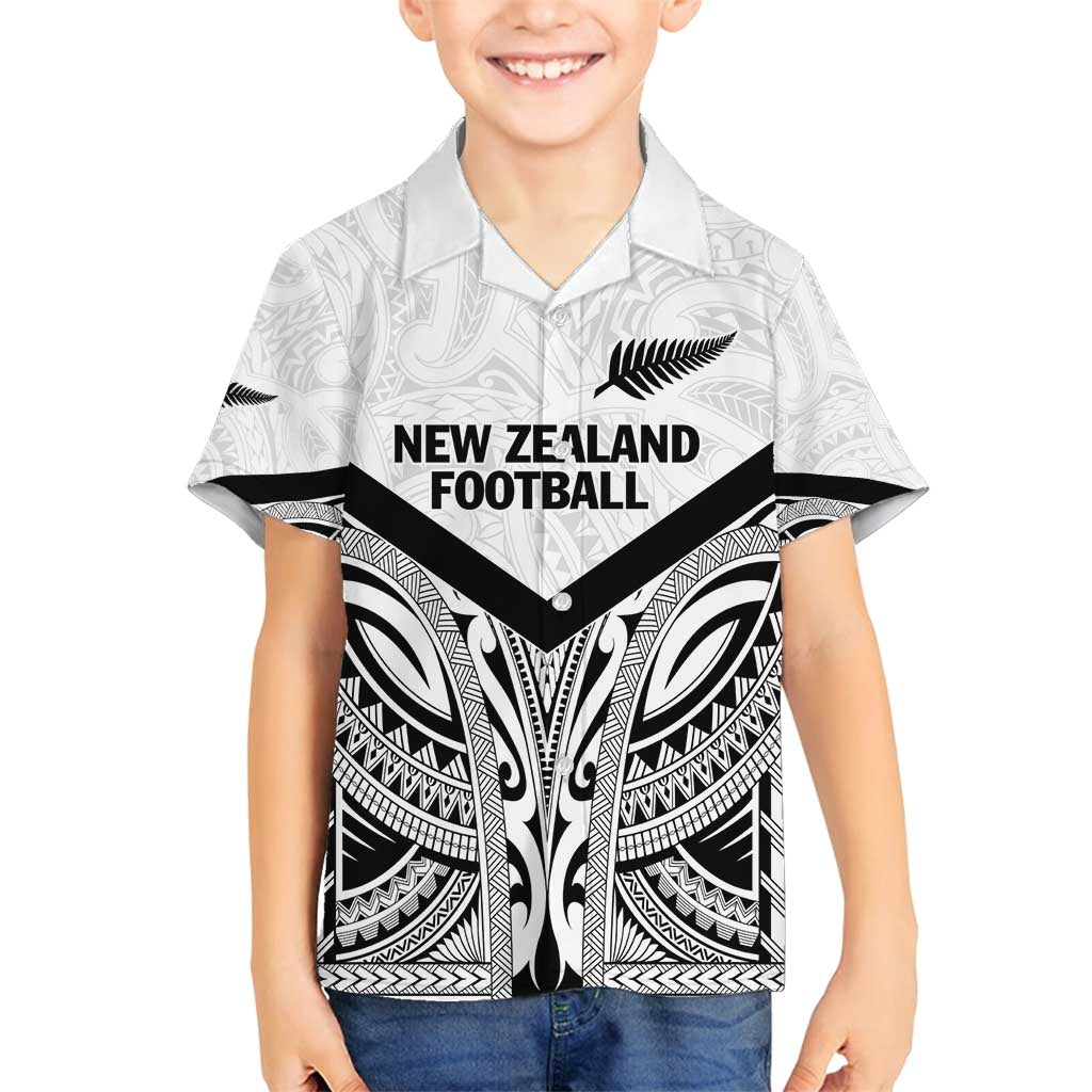 New Zealand Football Custom Family Matching Puletasi and Hawaiian Shirt All White Fern Go Champions LT9 Son's Shirt White - Polynesian Pride