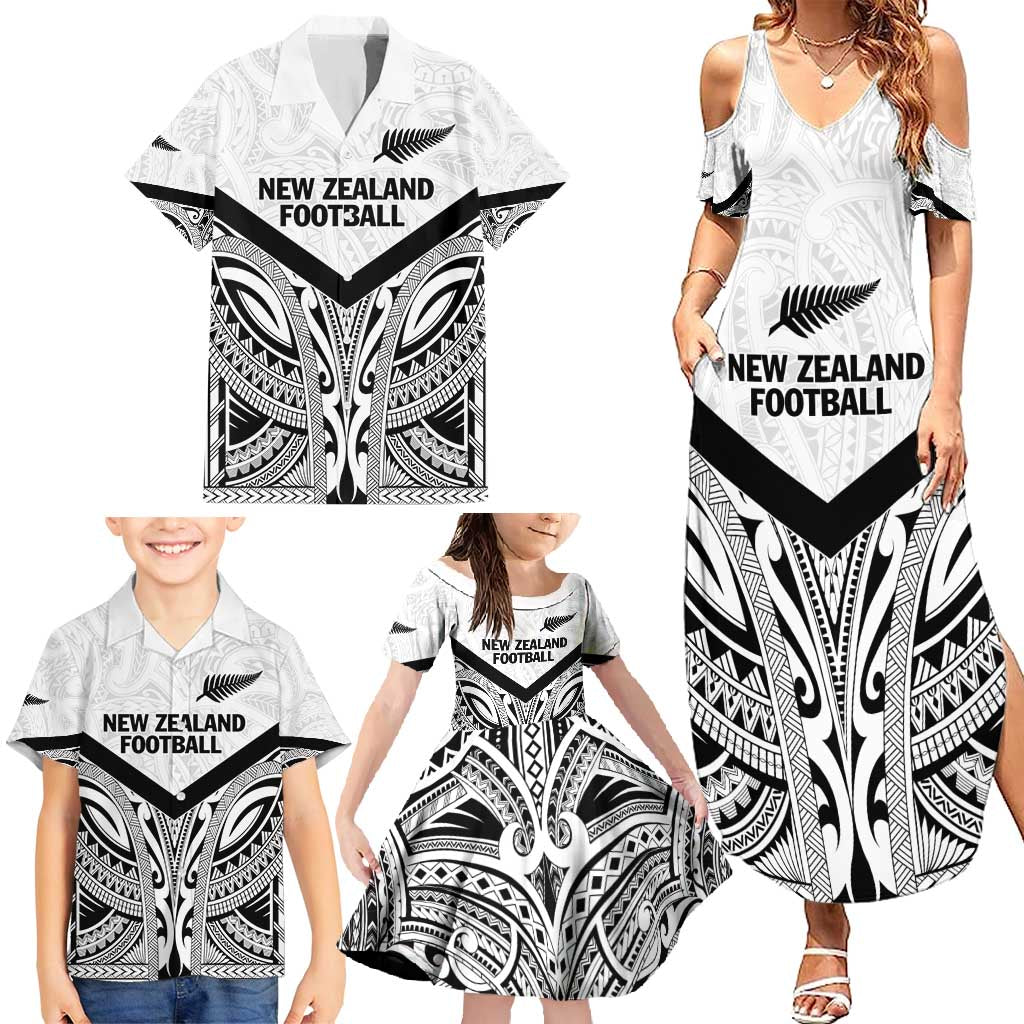 New Zealand Football Custom Family Matching Summer Maxi Dress and Hawaiian Shirt All White Fern Go Champions LT9 - Polynesian Pride