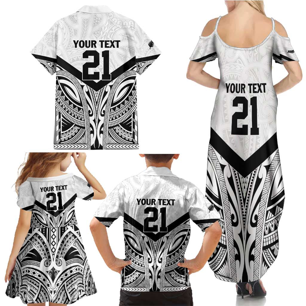 New Zealand Football Custom Family Matching Summer Maxi Dress and Hawaiian Shirt All White Fern Go Champions LT9 - Polynesian Pride