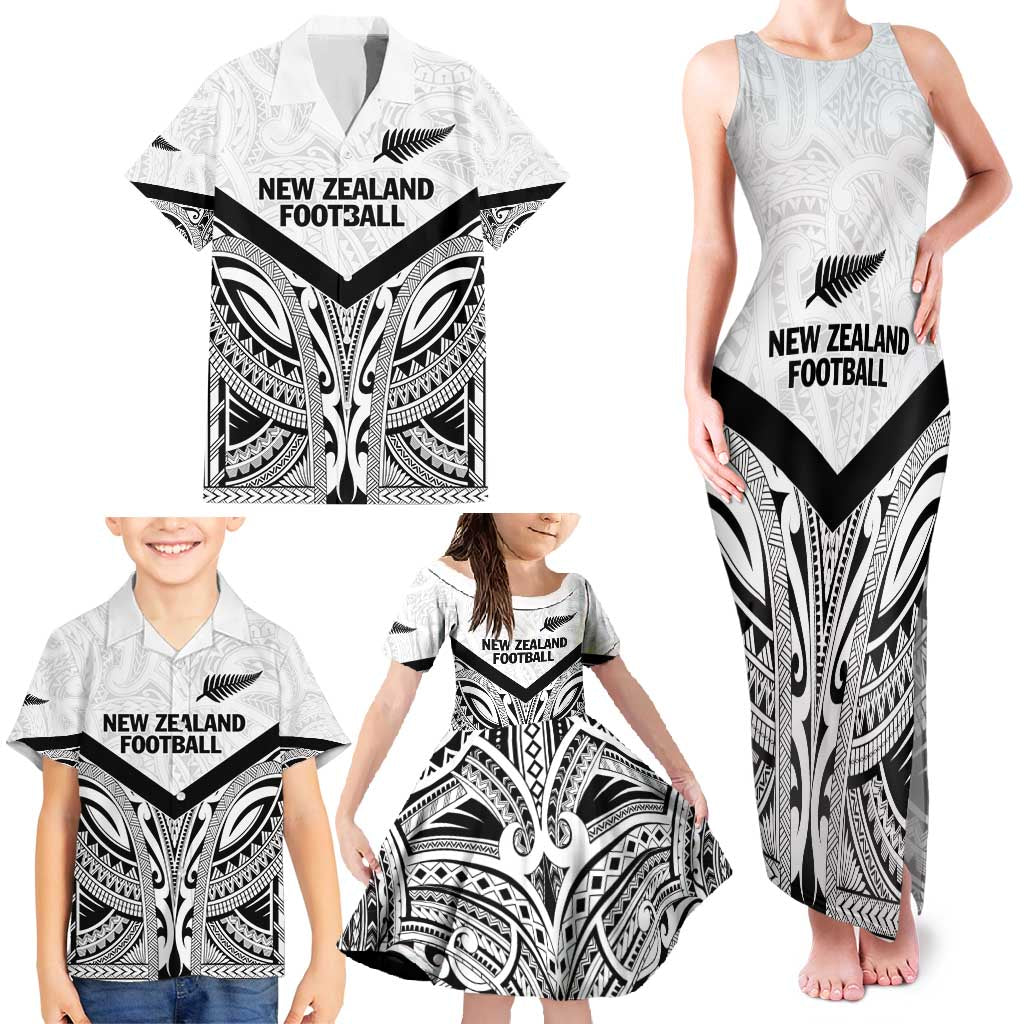 New Zealand Football Custom Family Matching Tank Maxi Dress and Hawaiian Shirt All White Fern Go Champions LT9 - Polynesian Pride