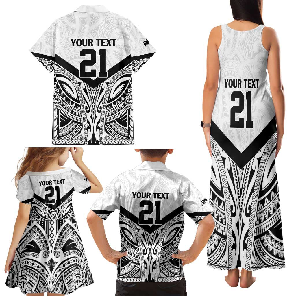 New Zealand Football Custom Family Matching Tank Maxi Dress and Hawaiian Shirt All White Fern Go Champions LT9 - Polynesian Pride