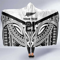 New Zealand Football Custom Hooded Blanket All White Fern Go Champions LT9 One Size White - Polynesian Pride