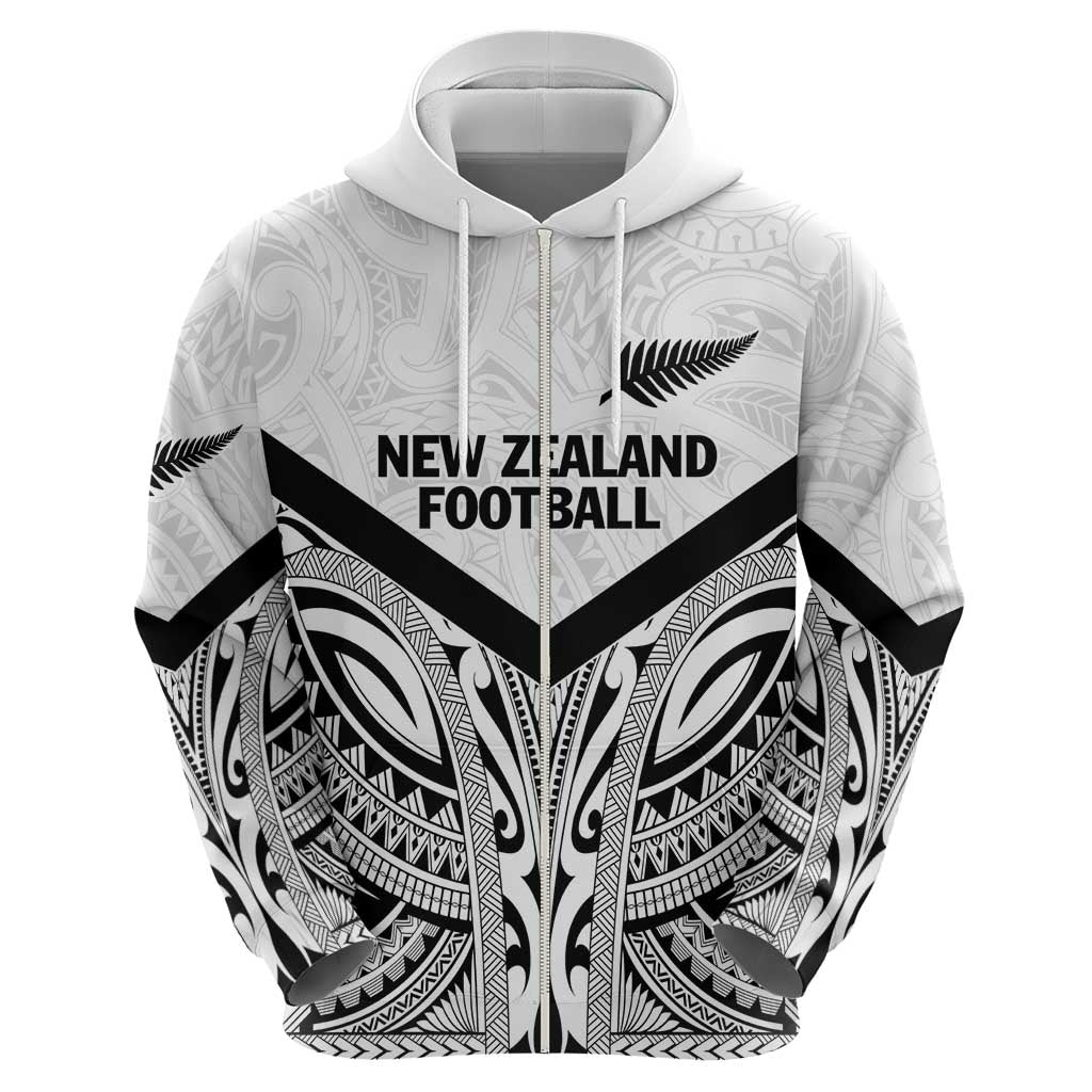 New Zealand Football Custom Hoodie All White Fern Go Champions LT9 - Polynesian Pride