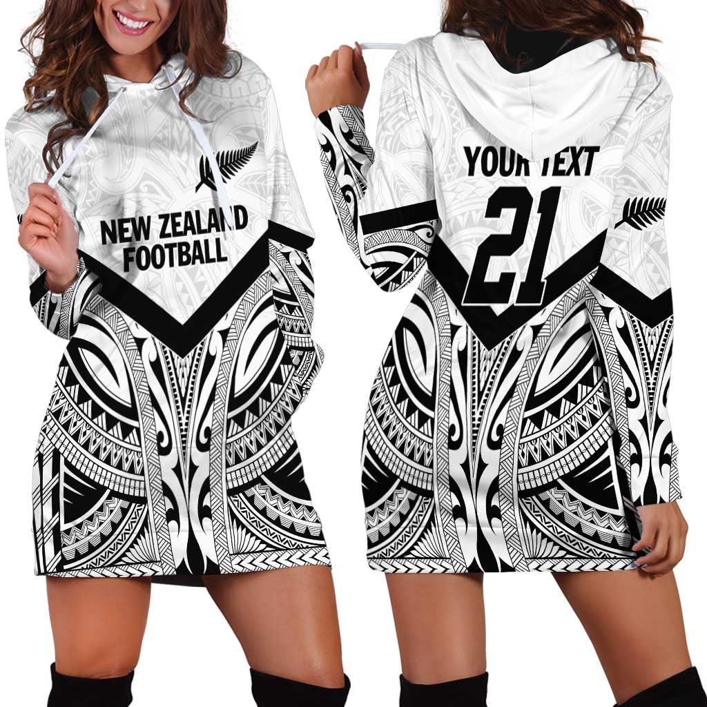New Zealand Football Custom Hoodie Dress All White Fern Go Champions LT9 - Polynesian Pride