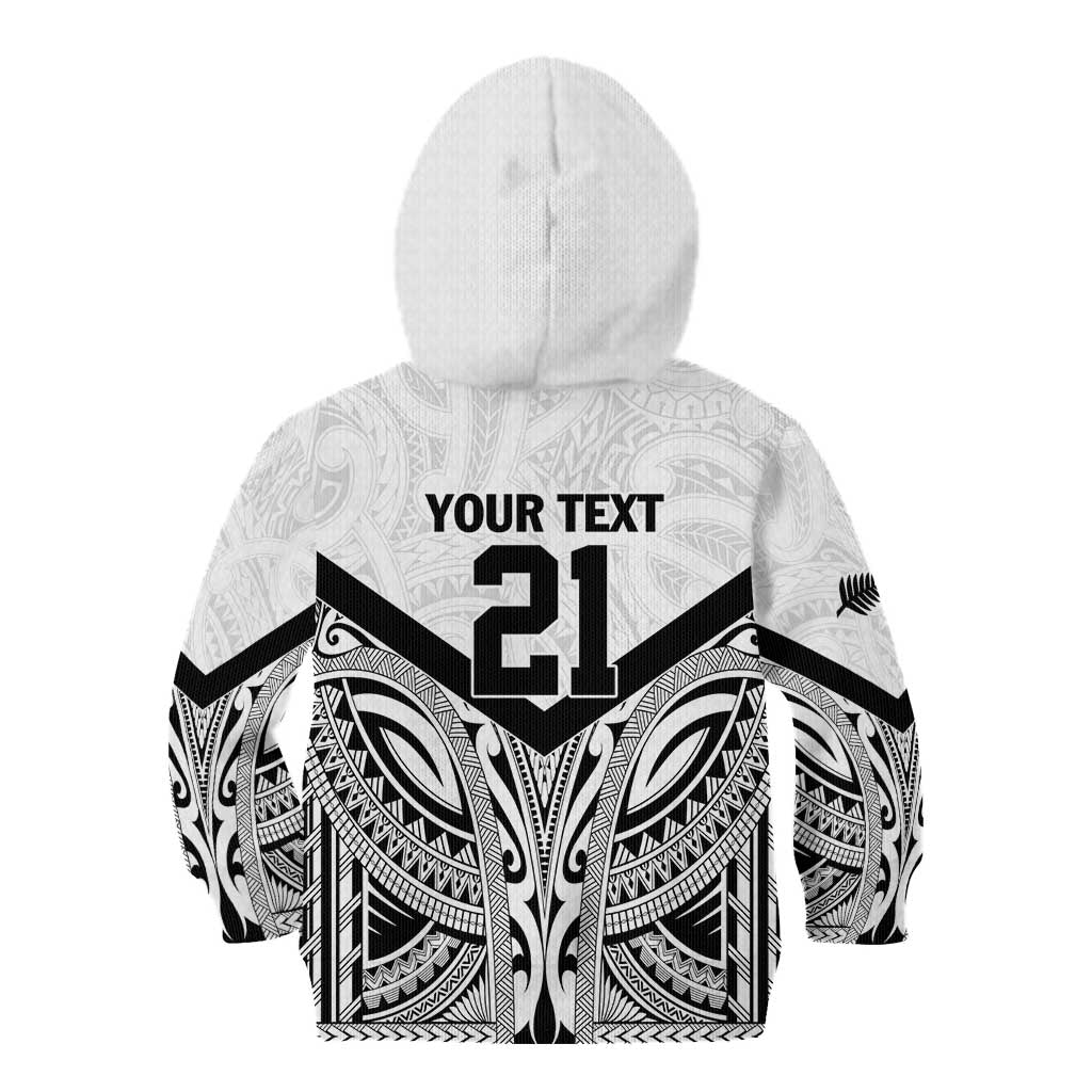 New Zealand Football Custom Kid Hoodie All White Fern Go Champions LT9 - Polynesian Pride