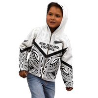 New Zealand Football Custom Kid Hoodie All White Fern Go Champions LT9 - Polynesian Pride