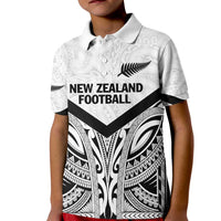 New Zealand Football Custom Kid Polo Shirt All White Fern Go Champions LT9 Kid White - Polynesian Pride