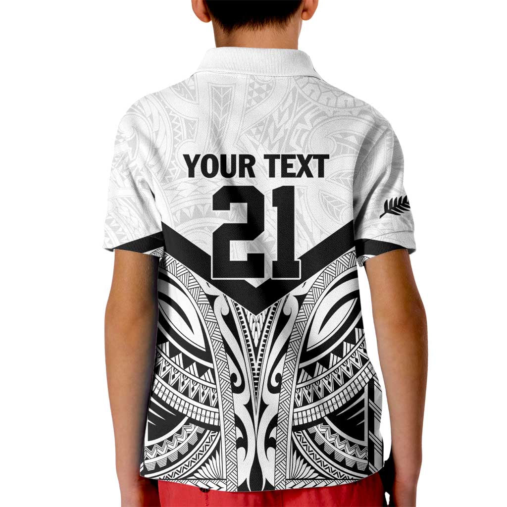 New Zealand Football Custom Kid Polo Shirt All White Fern Go Champions LT9 - Polynesian Pride