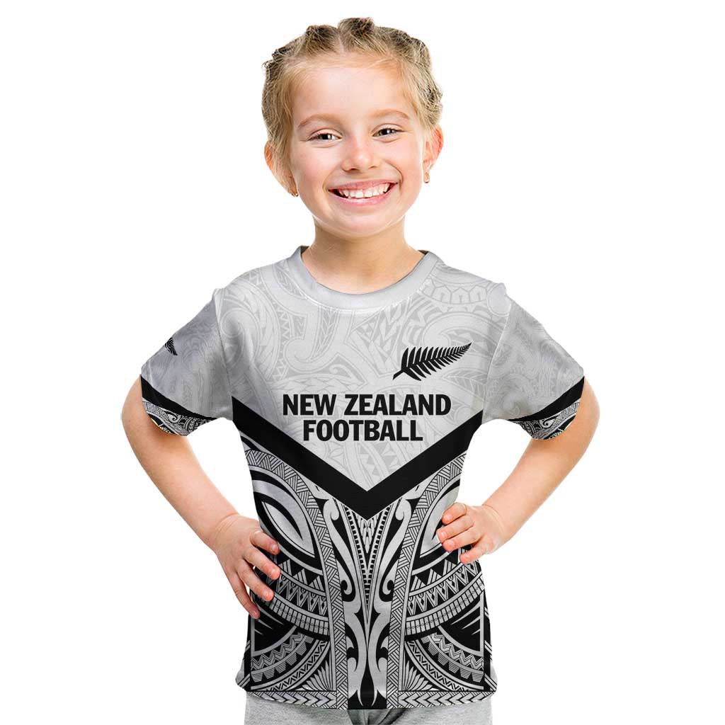New Zealand Football Custom Kid T Shirt All White Fern Go Champions LT9 White - Polynesian Pride